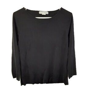 VTG Lucia Burns Woman's Blouse Size XL Black 3/4 Sleeve Pullover Rayon Blend
